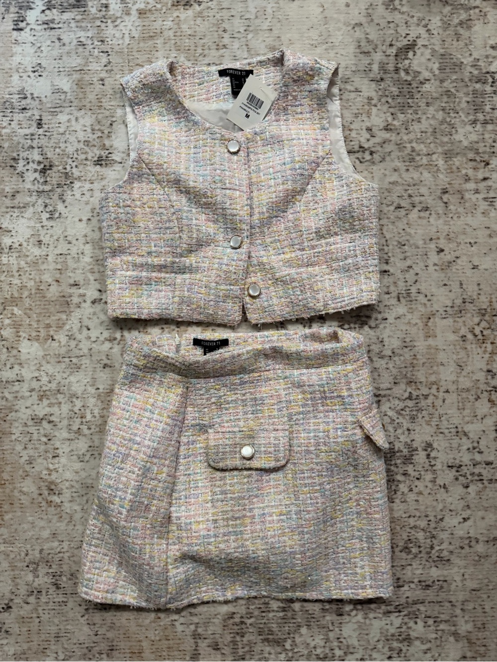 Forever 21 Pastel Multi Tweed Two-Piece Set